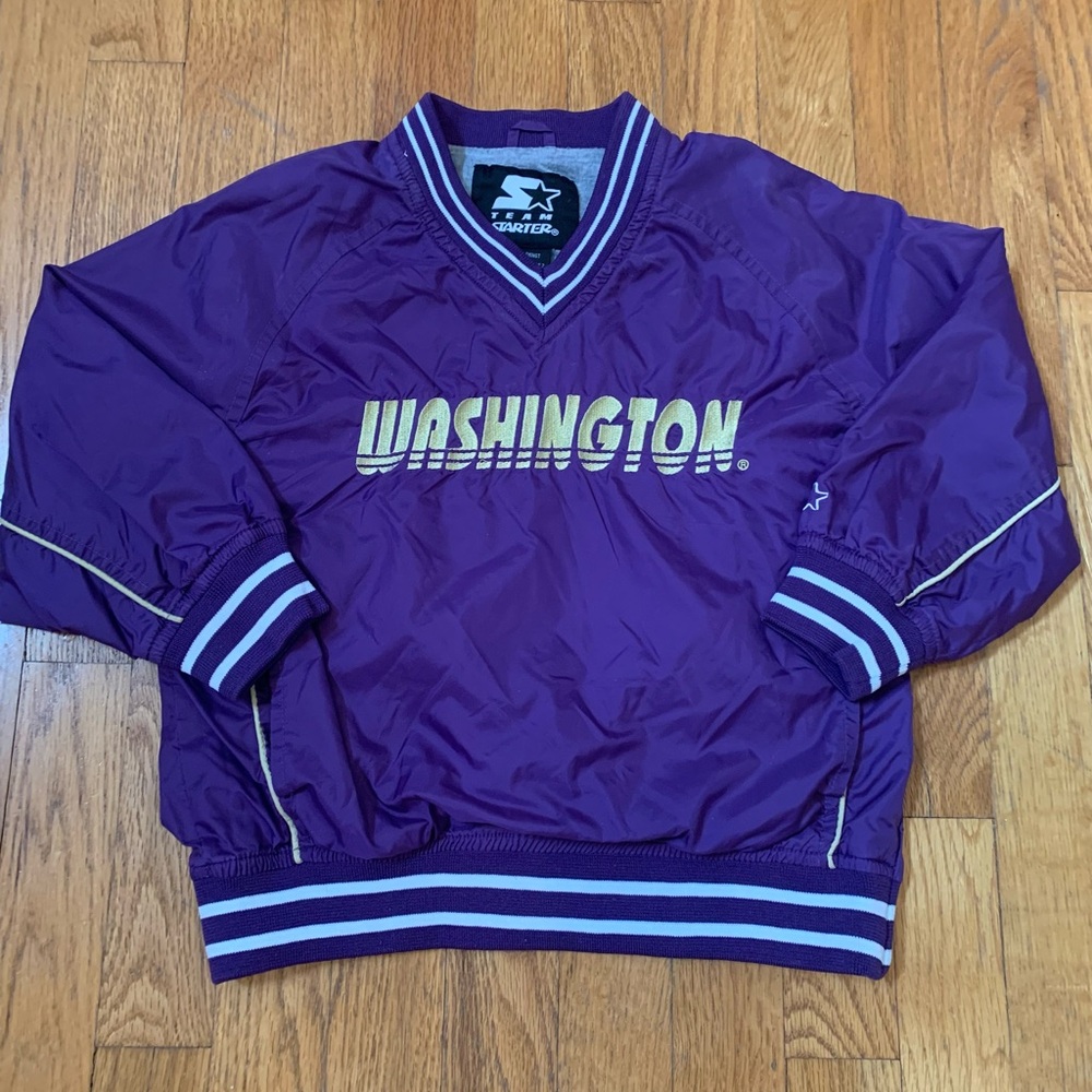 Kids XS Starter Washington Huskies Jacket, Lined Windbreaker w Side Zipper, EUC